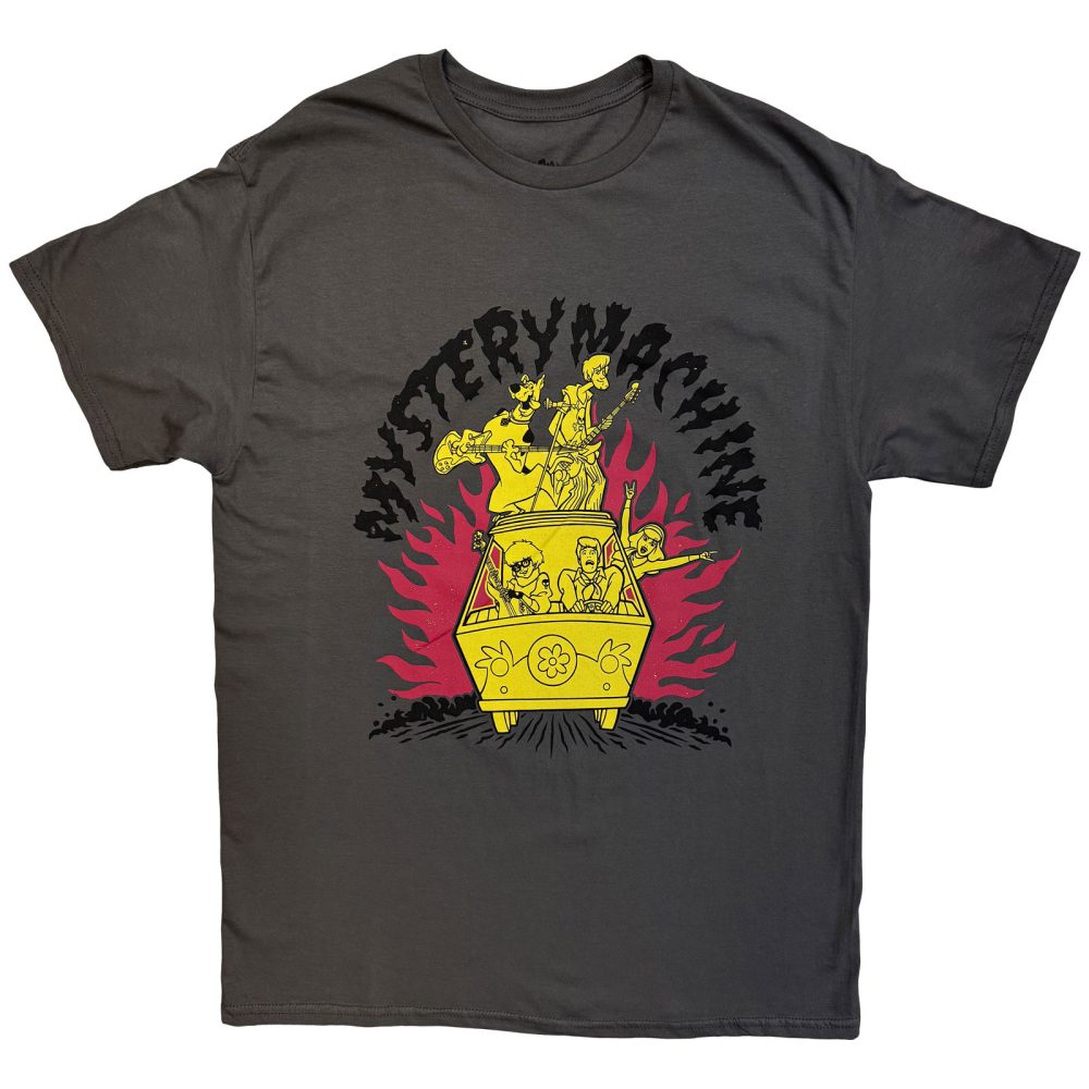 ScoobyDoo - Mystery Machine Flames Mens Tshirt - Grey